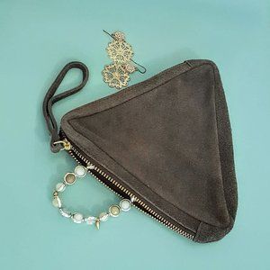 NWOT SUEDE TRIANGLE ZIP POUCH